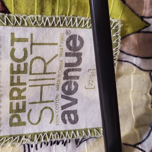 PERFECT SHIRT AVENUE BLUE, GREEN & BROWN FLORAL BUTTON UP 3/4 SLEEVES SZ 22-24 - Picture 4 of 4